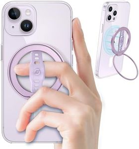 EWA MagOne (Upgrade) Compatible with MagSafe Phone Grip Stand with Silicone Finger Strap, Removable Magnetic Ring Holder Kickstand Loop, Only for iPhone 15, 14, 13 Pro/Max/Plus-(Deep Purple)