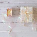 Bits & Bobs | Laser Organza Ribbon 1.5 Inch Wide 10 Yards for Gift wrap Bow DIY Craft Bouquet Wreath Baking Baby Shower Wedding Parties Valentine Christmas Tree Decoration (Champagne)