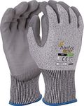 10 Pairs of Hantex® HX5PU Cut Resistant Level 5 Work Gloves Grey PU Palm Coated (9 / Large)