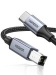 UGREEN USB B to USB C Printer Cable, Type B 2.0 Braided Data Lead for HP/Epson/Canon Printer, Scanner, USB Type C Printer Cable Compatible with MacBook Pro, iMac, XPS, Acer, ASUS laptops (2M)