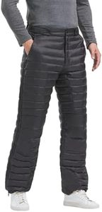 Tumjay Down Pants - Men's Winter Ultra Warm Loose Utility Puffer Pants, Insulated Outdoor Windproof Ski Snow Pants (Black, XX-Large)
