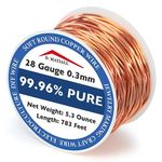 Copper Wire 99.95% Pure – 28 Gauge 0.3mm – 783 Feet 5.3 Ounce Spool – C11000 Soft Copper Wire Craft Wire for Gardening, Electroculture, Jewelry Making, Beading, Ground Wire & DIY (28 Gauge, 5.3 Ounce)