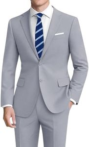 Pacific Perfect Mens Light Light Gray Suit Slim Fit 2 Pieces Regular Fit Light Light Gray Suits for Men with Stretch Fabric for Business, Wedding, Prom, Party (Regular, 38R)