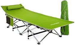 Alpcour Folding Camping Cot – Deluxe Collapsible Single Person Bed in a Bag w/Pillow for Indoor & Outdoor Use – Ultra Lightweight, Comfortable, Heavy Duty Design Holds Adults & Kids Up to 300 Lbs