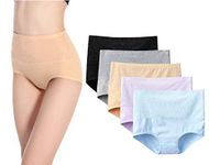 Kinyanco High Waist Tummy Control Panties for Women, Cotton Underwear No Muffin Top Shapewear Brief Panties (5-Pack Light Color, Small)