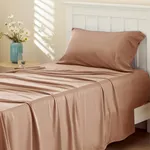 Bedsure Twin Sheets Set, Cooling Sheets Twin Size Bed Set, Rayon Derived from Bamboo, Twin Size Sheets, Breathable & Soft Bed Sheets, Hotel Luxury Silky Bedding Sheets & Pillowcases, Taupe