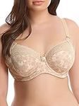 Elomi Women's Morgan Underwire Banded Bra with Stretch Lace, Toasted Almond, 32GG US