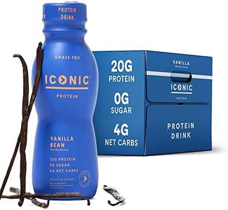 Iconic Protein Drinks, Vanilla Bean (12 Pack) - Sugar Free & Low Carb - 20g Grass Fed Protein - Lactose Free, Gluten Free, Non-GMO, Kosher - Keto Friendly Protein Shakes
