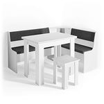 Vicco Corner bench group Roman, White/Anthracite, 150 x 120 cm with table