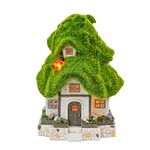 TERESA'S COLLECTIONS Garden Ornaments Outdoor, Lovely Flocked Fairy House with Solar Lights, Waterproof Resin Ornaments, Garden Decorations Gifts 20CM