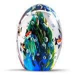 EUSTUMA Hand Blown Underwater World of Glass,Office Paperweight Glass for Desk,Home Decor Collectible,Aquarium Decor,Office Decor Ocean Lovers