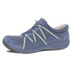 Dansko Harlyn Lightweight Sneaker for Women - Stain Resistant Leather and Nylon Uppers and Arch Support in Flexible Style, Blue, 10.5-11