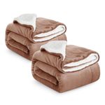 IR Imperial Rooms Sherpa Fleece Throw Blanket 2 Pack - Thick and Warm, Fluffy Microfiber Solid & Soft Blankets for Bed Sofa and Couch Double/Twin Size, Camel, 150x200cm