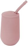 ezpz Happy Cup + Straw System - 24 months+ (Blush) - 100% Silicone Cup + Straw for Older Toddler + Preschoolers