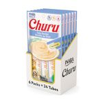 INABA Churu Cat Treats, Lickable, Squeezable Creamy Purée Cat Treat with Green Tea Extract & Taurine, 0.5 Ounces Each Tube, 24 Tubes (4 per Pack), Tuna Recipe