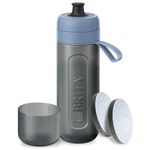 BRITA Sports Water Filter Bottle Model Active Dark Blue (600ml) - squeezable BPA-free on-the-go bottle, filters chlorine, organic impurities, hormones & pesticides and preserves key minerals