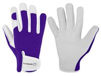 WESTWOOD FOX Ladies/Mens Leather Gardening Gloves Thorn Proof Rigger Garden work gloves (Medium, Purple)