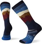 Smartwool Men's PhD Ski Medium Alpenglow Pattern Over-the-Calf Merino Wool Socks, Ash, Extra Large, Deep Navy, Medium