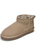 Project Cloud Ankle-High Snow Boots for Women - Genuine Suede Water Resistant Winter Boots with Memory Foam and Faux Fur Lining - Hippy, Taupe, 9