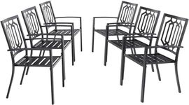 PHIVILLA Outdoor Dining Chairs Metal Patio Bistro Stackable Chairs Set of 6, Classic Black1