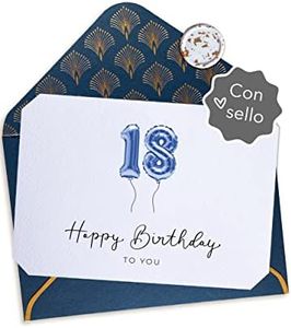 Joli Coon Tarjeta 18 cumpleaños - Happy Birthday 18 - Tarjeta felicitacion 18 cumpleaños con sobre y un sello de cera