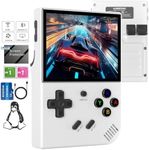 RG35XX Plus Retro Handheld Game Console Upgraded Versio RG35XXPlus with 64 TF Card 3.5 inch IPS Screen 64-bit Dual System Linux+Garlic Classic Emulator Retro Gaming Console 5G WiFi Bluetooth HD TV Output(White)