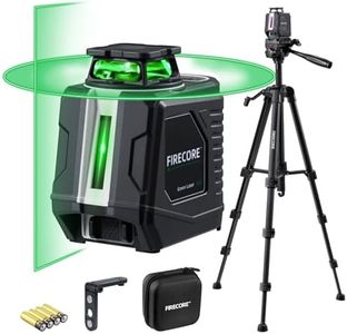 Firecore Laser Level with Tripod, 100Ft Laser Level 360 Self Leveling Green Cross Line Laser Leveler Tool for Picture Hanging Wall Tile Floor Construction, 60" Laser Tripod & Carry Pouch Included