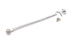 12" (300mm) Polished Chrome Heavy Duty Brass Cabin Hook & Eye Silent Catch/Latch/Holder/Back Gate/Shed/Patio Door