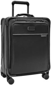 Briggs & Riley Global 53cm Cabin Suitcase - Expandable Spinner Luggage for International Travel, Softside Rolling Bag for Men & Women with Wheels, Self-Repairing Zipper - Baseline Collection, Black