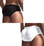 JOCKMAIL Boxer Briefs Men's Shapewear Enhancing Butt Lifter Underwear Butt Lifting Removable Pad Cup, White+black, Medium