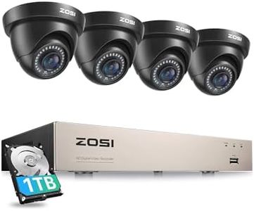 ZOSI Kit de Cámara de Vigilancia 5MP Lite 8CH H.265+ Grabador DVR con (4) 1080P Cámara de Seguridad Exterior, 1TB Disco Duro, 20m Visión Nocturna, Alarma de Movimiento, P2P