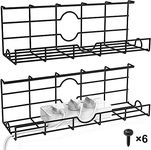 Desk Cable Management Tray, 2 Pieces Cable Organizer for Wire Management, Metal Wire Cable Tray for Office and Home, Standing Desk Tray, Black Cord Basket 17'' (Inside)