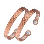 Jecanori 2Pcs Magnetic Lymph Detox Copper Bracelets for Women,Magnetic Lymphatic Drainage Bracelets for Carpal Tunnel,100% Copper Cuff Bangle Wristband Brazaletes with 3500 Gauss Magnet Jewelry Gifts