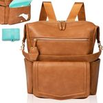 MOMINSIDE Diaper Bag Tote, Leather Diaper Bag Backpack, Convertible Hobo Backpack, Large Baby Bag for Mom,14 Pockets, 6 Bottle Pockets, Wipes Pouch, Insulated Pockets (Brown)