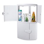 Morris Double Door Corner Cabinet for Bathroom Wall | Bathroom Corner Cabinet | Multipurpose for Home Kitchen & Office Use | White (57x35x28 cm)