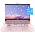 HP Premium 14-inch HD Thin and Light Laptop, Intel Dual-Core Processor, 8GB RAM, 64GB Storage, Long Battery Life, Webcam, Bluetooth, HDMI, Wi-Fi, Pink, Windows 11 + 1 Year Microsoft 365