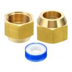 PATIKIL 3/4" Brass Flare Nut, 2pcs SAE 45 Degree Copper Flared Tube Fitting Brass Pipe Fitting for Air Conditioner Water Gas Line, Glossy