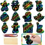 48 Pieces Christmas Scratch Art for