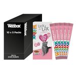 Webbox Lick-e-Lix Cat Treats, Salmon - Kitten Friendly, Grain and Gluten Free, No Artificial Preservatives or Colours (10 x 5 Packs)