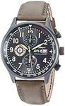 AVI-8 Men's AV-4011 Hawker Hurricane Analog Display Japanese Quartz Watch with Leather Band, Gun Metal/Army Green, 42mm, Chronograph,Quartz Movement