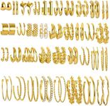 36 Pairs Gold Hoop Earrings Set for Women Girls Multipack, Hypoallergenic Chunky Chain Twisted Hoop Earrings Pack, Fashion Dangle Earrings Jewelry for Gift