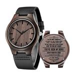 Custom Engraved Wooden Watches for Dad - Casual Handmade Ebony Wood Watches for Men, Customized Father Gifts for Christmas Father’s Day Birthday