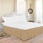 MeckHome Culture Wrap Around Dust Ruffled Bed Skirt 18" Inch Tailored Drop Fade Resistant Brushed Microfiber Bed Skirt - King | Beige