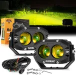 Auxbeam 4In 60W Amber Fog Lights, Amber Led Pods Super Bright Spot Beam Offroad Lights with Plug and Play Wiring Harness Kit for Truck SUV ATV UTV Jeep Wrangler Motorcycle