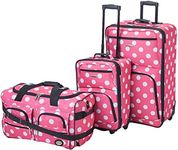 Rockland Vara Softside 3-Piece Upright Luggage Set, Pink Dots, 3-Piece Set (20/22/28), Vara Softside 3-Piece Upright Luggage Set