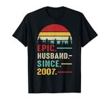 17th Wedding Anniversary for Him Epic Husband Since 2007 T-Shirt