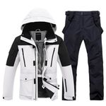 YEEFINE Men's Ski Suits Waterproof Winter Snowsuit Snow Snowboard Jackets Coats Pants Set, #5hua+bk, M