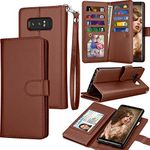 Tekcoo Compatible for Galaxy Note 8 Wallet Case/Samsung Galaxy Note 8 PU Leather Case, Luxury ID Cash Credit Card Slots Holder Carrying Flip Cover [Detachable Magnetic Hard Case] Kickstand Brown