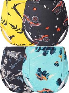 BliBliTaTa Boys Training Underwear Pants 4-Pack Toilet Potty Underpants Cotton Absorbent Padded Reusable Leak Resistant Feel Wet For Toddler Baby 6 Dinosaur Jeep