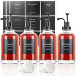 4PCS Coffee Syrup Dispenser, Glass Syrup Dispenser for Coffee Bar w. Labels and Pump, 16.9 oz 500ml Syrup Pump Dispenser, Coffee Bar Accessories Simple Syrup Bottle w. Pump, Ideal Gift